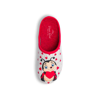 Pantofole bianche e rosse da donna con coccinella Italia Trend, Ciabatte Donna, SKU p411000355, Immagine 0